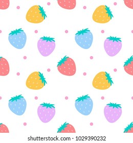 Seamless pattern design with strawberry. Vector fruit background for product design.