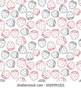 Seamless pattern design with strawberry. Vector fruit background for product design.