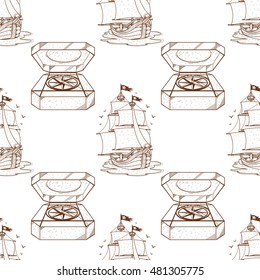 Seamless pattern for design surface Compass.