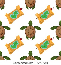 Seamless pattern for design surface Map of the island with buried treasure.