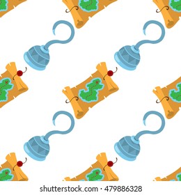 Seamless pattern for design surface Map of the island with buried treasure.