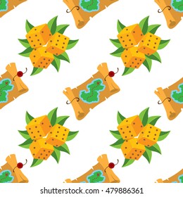 Seamless pattern for design surface Map of the island with buried treasure.