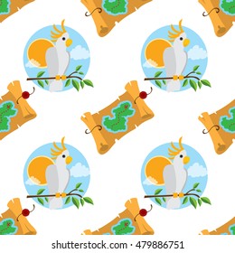 Seamless pattern for design surface Map of the island with buried treasure.