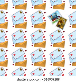 Seamless pattern for design surface with a pattern on the theme of mail. Postage and delivery of letters.