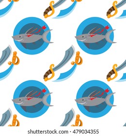 Seamless pattern for design surface Pirate sword.