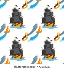 Seamless pattern for design surface Pirate sword.