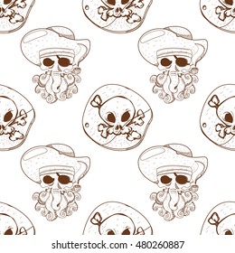 Seamless pattern for design surface Pirate octopus.