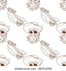 Seamless pattern for design surface Pirate sword.