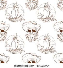 Seamless pattern for design surface Pirate octopus.