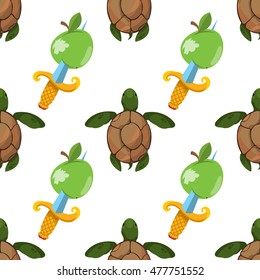 Seamless pattern for design surface Sea turtles.