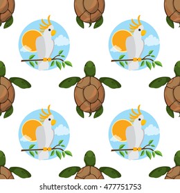 Seamless pattern for design surface Sea turtles.