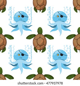 Seamless pattern for design surface Sea turtles.