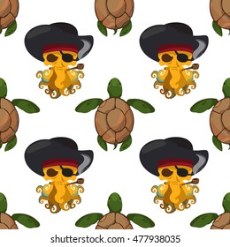 Seamless pattern for design surface Sea turtles.
