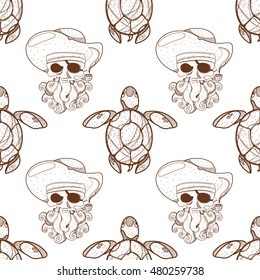 Seamless pattern for design surface Sea turtles.