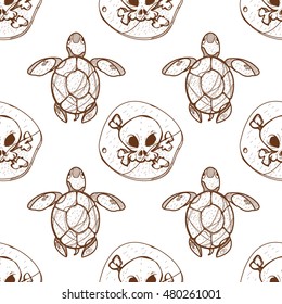 Seamless pattern for design surface Sea turtles.