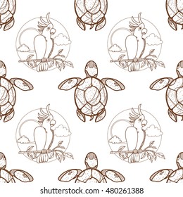 Seamless pattern for design surface Sea turtles.