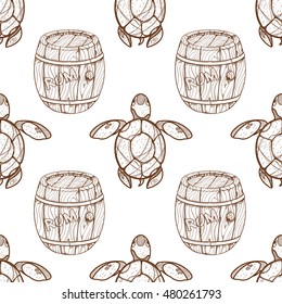Seamless pattern for design surface Sea turtles.