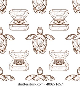 Seamless pattern for design surface Sea turtles.