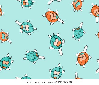 Seamless pattern for design surface Sea turtles.