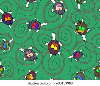 Seamless pattern for design surface Sea turtles.