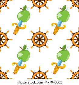 Seamless pattern for design surface Ship wheel.