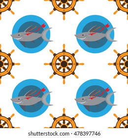 Seamless pattern for design surface Ship wheel.