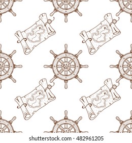 Seamless pattern for design surface Ship wheel.