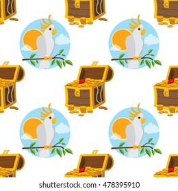 Seamless pattern for design surface Treasure chest.