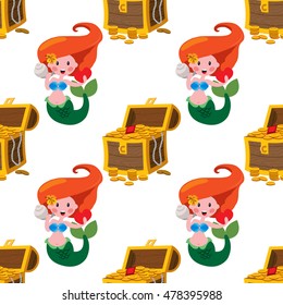 Seamless pattern for design surface Treasure chest.