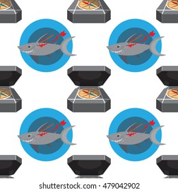 Seamless pattern for design surface Wounded shark.