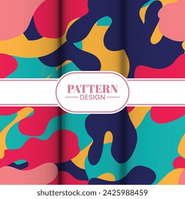 Seamless pattern design template with abstracted elegant organic shape with colorful palette