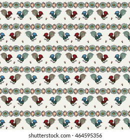 Seamless pattern design with traditional Hungarian folk motif