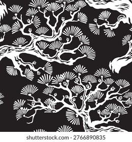 Seamless Pattern design of Traditional Japanese Style Bonsai