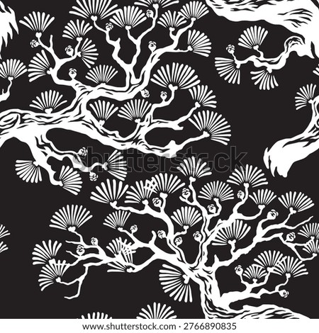 Seamless Pattern design of Traditional Japanese Style Bonsai