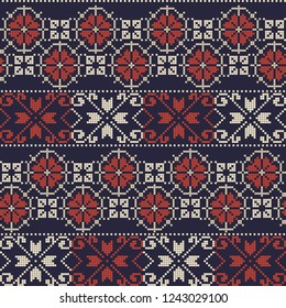 Seamless pattern design with traditional Palestinian embroidery motif