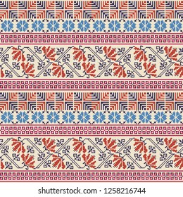 Seamless pattern design with traditional Palestinian embroidery motif