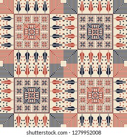 Seamless pattern design with traditional Palestinian embroidery motif