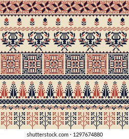 Diseño de patrones sin problemas con el motivo tradicional de bordado palestino