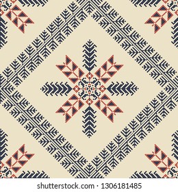 Seamless pattern design with traditional Palestinian embroidery motif