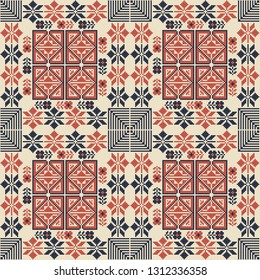 Seamless pattern design with traditional Palestinian embroidery motif