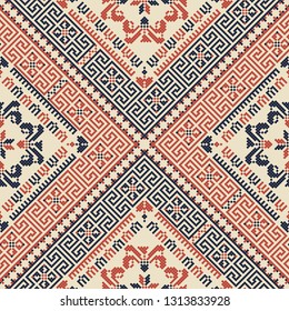 Seamless pattern design with traditional Palestinian embroidery motif