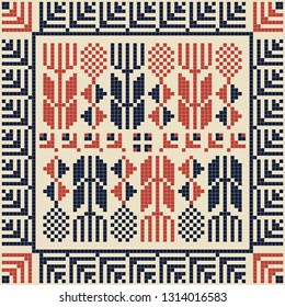 Seamless pattern design with traditional Palestinian embroidery motif