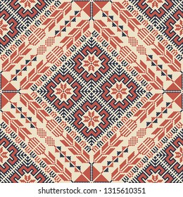 Seamless pattern design with traditional Palestinian embroidery motif