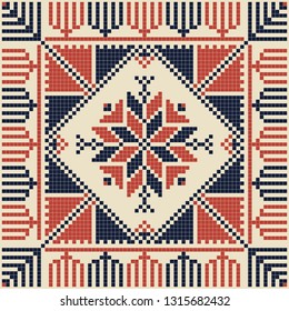 Seamless pattern design with traditional Palestinian embroidery motif