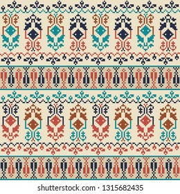 Seamless pattern design with traditional Palestinian embroidery motif