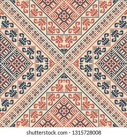 Seamless pattern design with traditional Palestinian embroidery motif