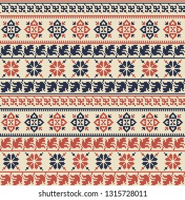 Seamless pattern design with traditional Palestinian embroidery motif