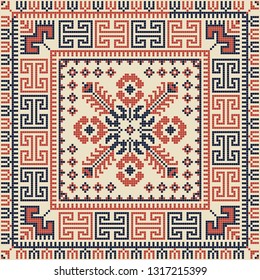 Seamless pattern design with traditional Palestinian embroidery motif