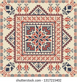 Diseño de patrones sin problemas con el motivo tradicional de bordado palestino