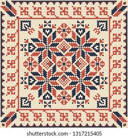 Seamless pattern design with traditional Palestinian embroidery motif